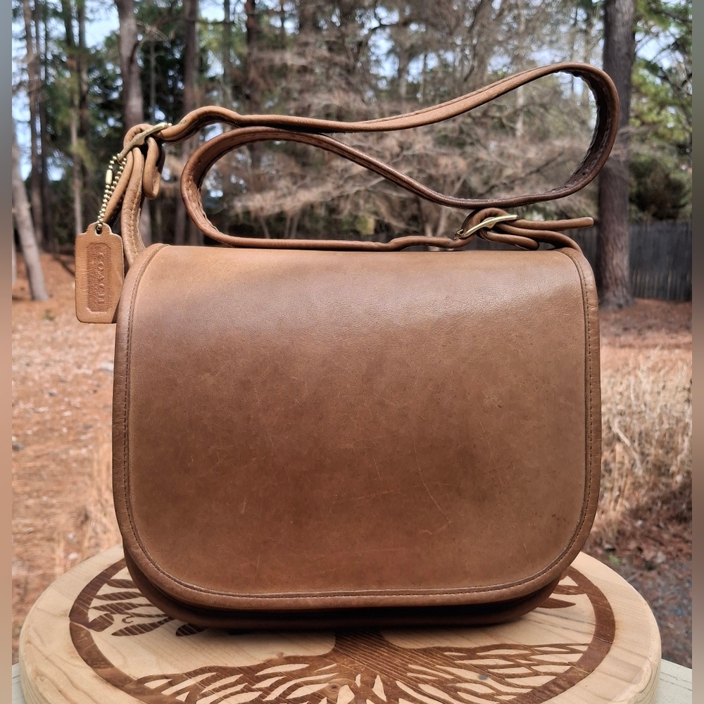 Vintage 80's Coach Classic Shoulder Bag Pouch Made In NYC #9170 In Putty - Picture 3 of 16